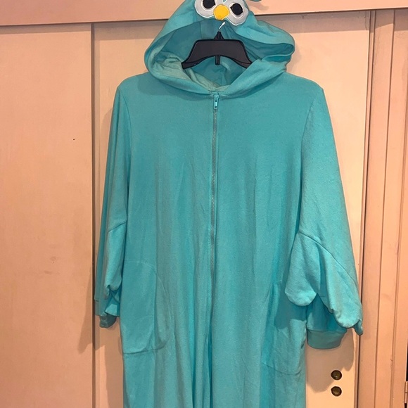Nick & Nora Teal Blue Owl 🦉 zip up onesie with pockets size XXL adult - Picture 1 of 12